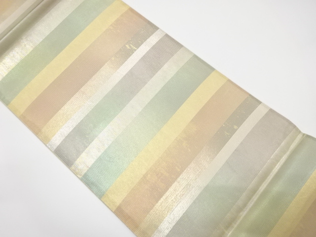 引箔　横段模様織り出し袋帯